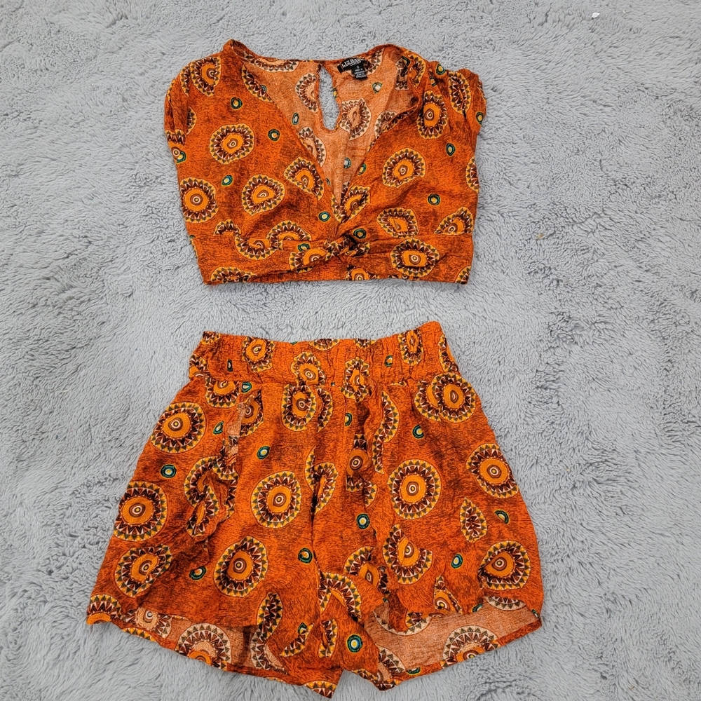 Sexy orange 2 piece short set